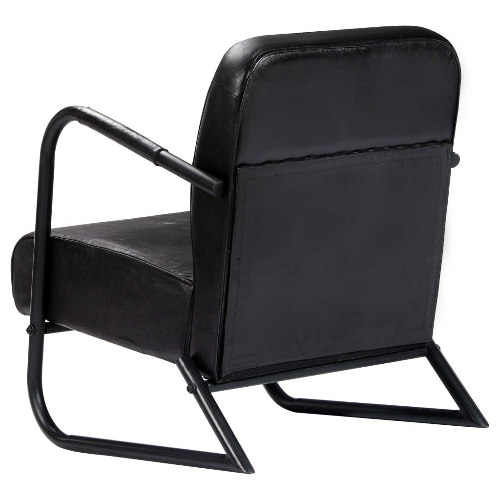Relax Armchair Black Real Leather