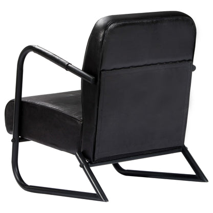 Relax Armchair Black Real Leather