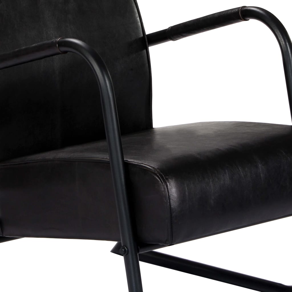 Relax Armchair Black Real Leather