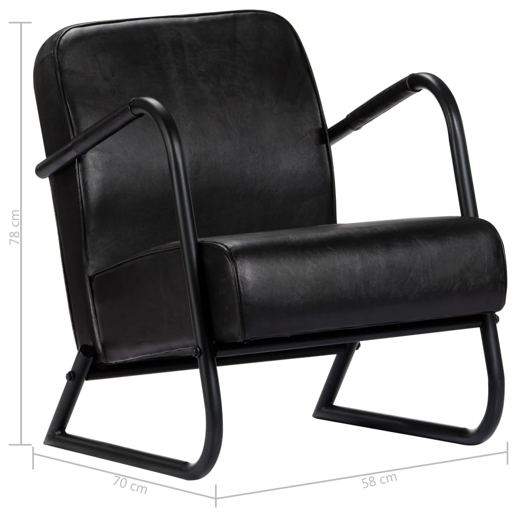 Relax Armchair Black Real Leather