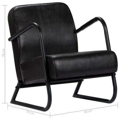 Relax Armchair Black Real Leather