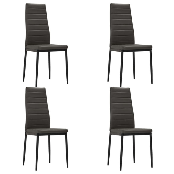  Dining Chairs 4 pcs Grey faux Leather