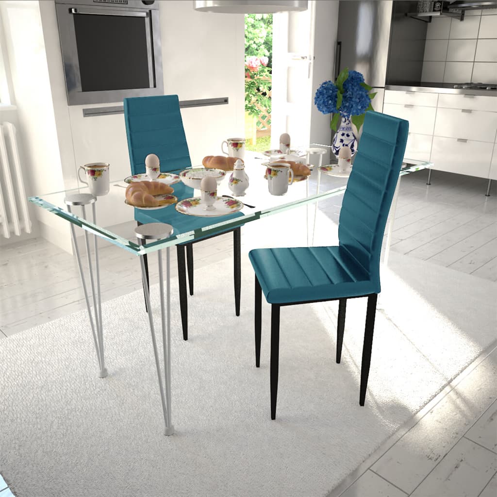 Dining Chairs 2 pcs Sea Blue Faux Leather