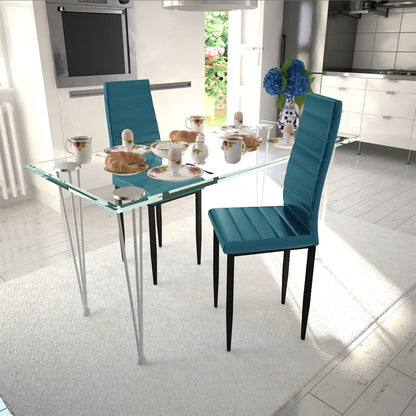 Dining Chairs 2 pcs Sea Blue Faux Leather