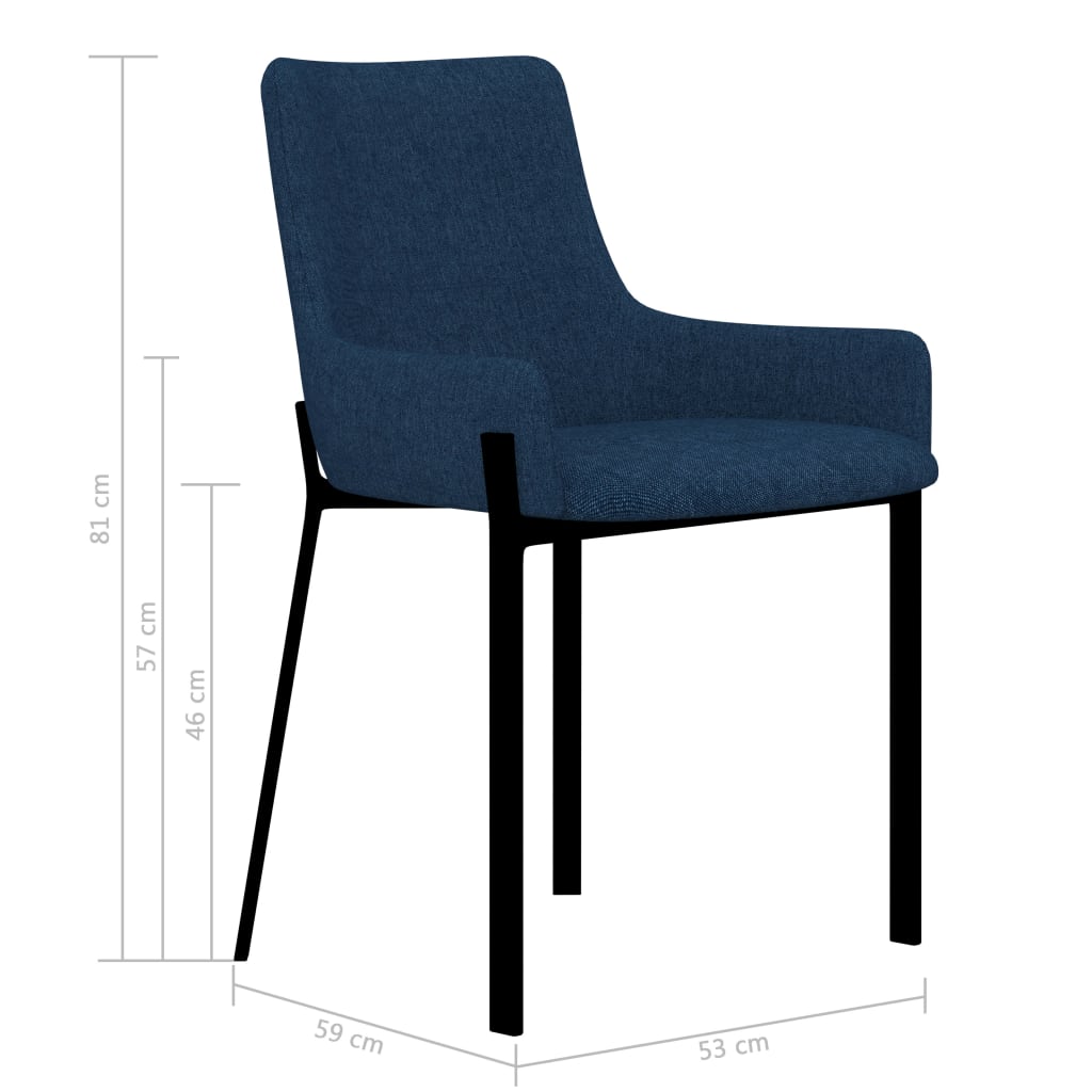 Dining Chairs 2 pcs Blue Fabric