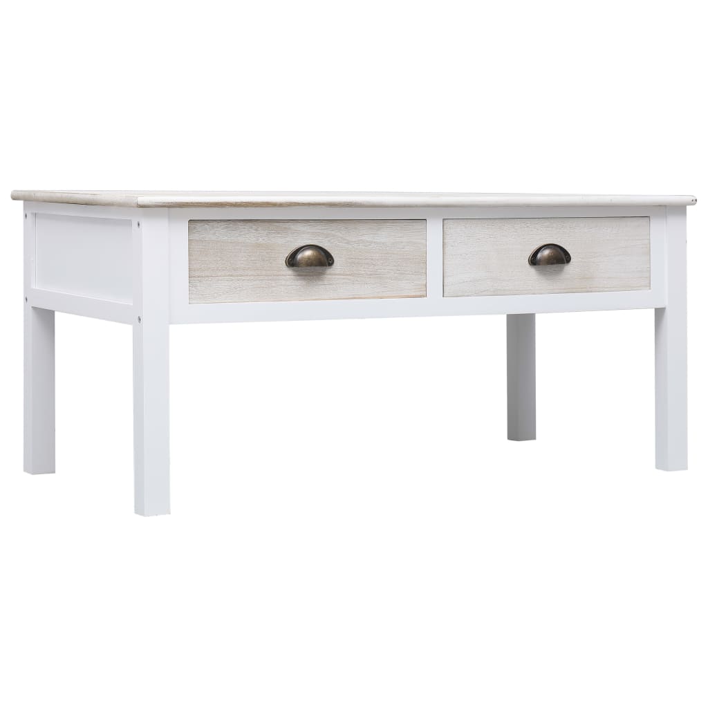 Coffee Table White and Natural 100x50x45 cm Wood