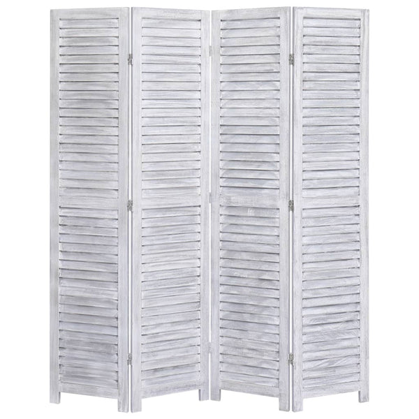  4-Panel Wood Room Divider Grey