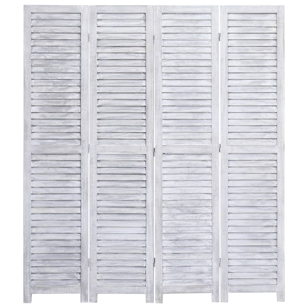 4-Panel Wood Room Divider Grey