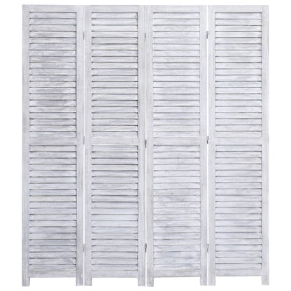 4-Panel Wood Room Divider Grey