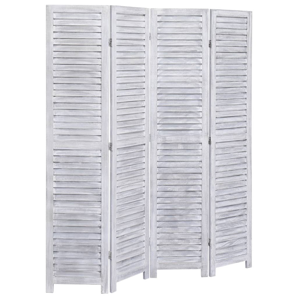 4-Panel Wood Room Divider Grey