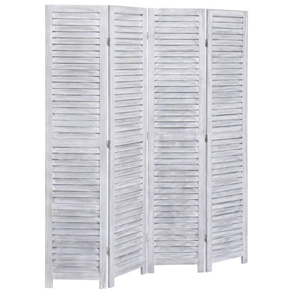 4-Panel Wood Room Divider Grey