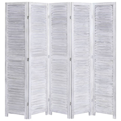 5-Panel Wood Room Divider Grey