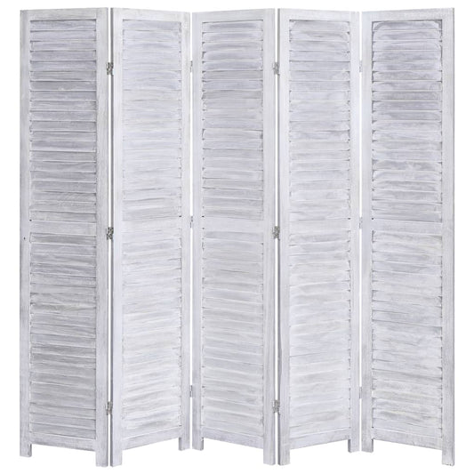 5-Panel Wood Room Divider Grey