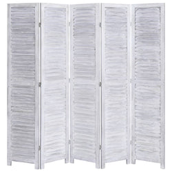 5-Panel Wood Room Divider Grey