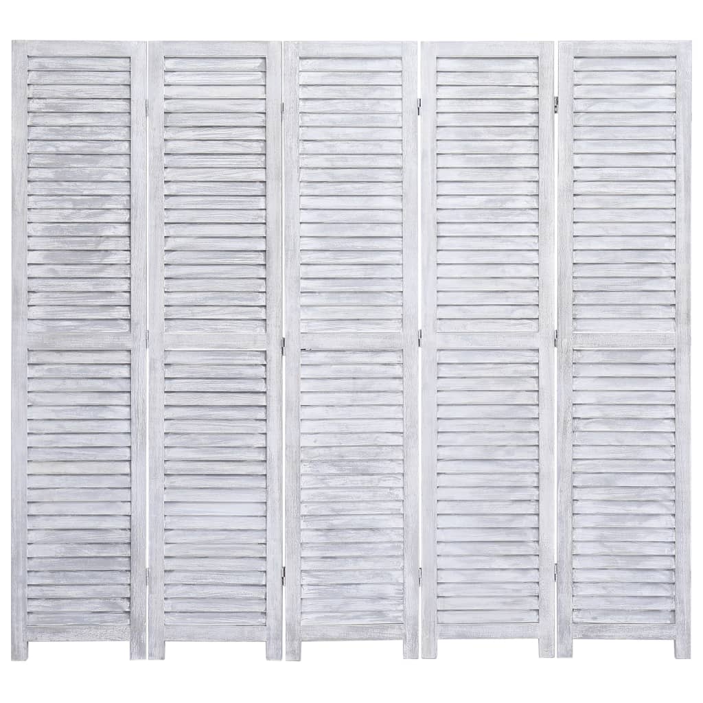 5-Panel Wood Room Divider Grey