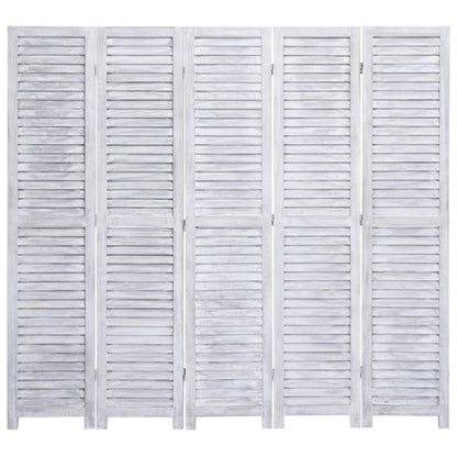 5-Panel Wood Room Divider Grey