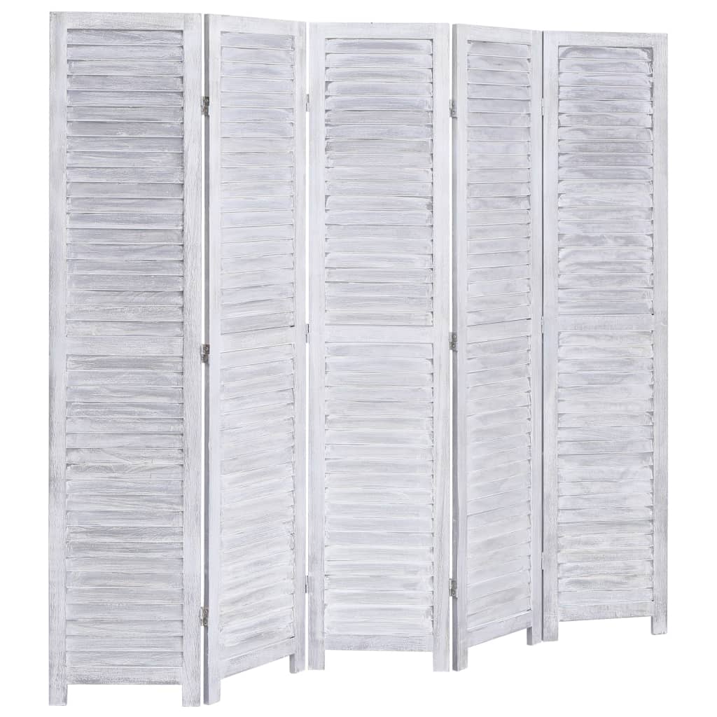 5-Panel Wood Room Divider Grey