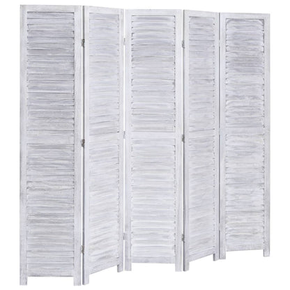 5-Panel Wood Room Divider Grey