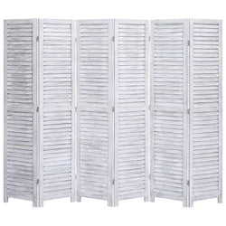 6-Panel Wood Room Divider Grey