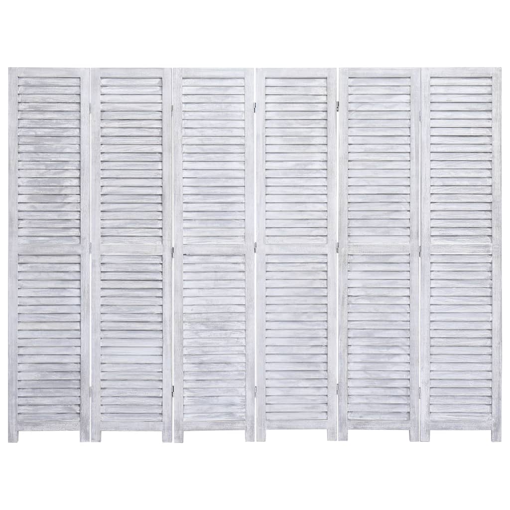 6-Panel Wood Room Divider Grey