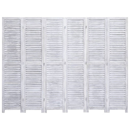6-Panel Wood Room Divider Grey