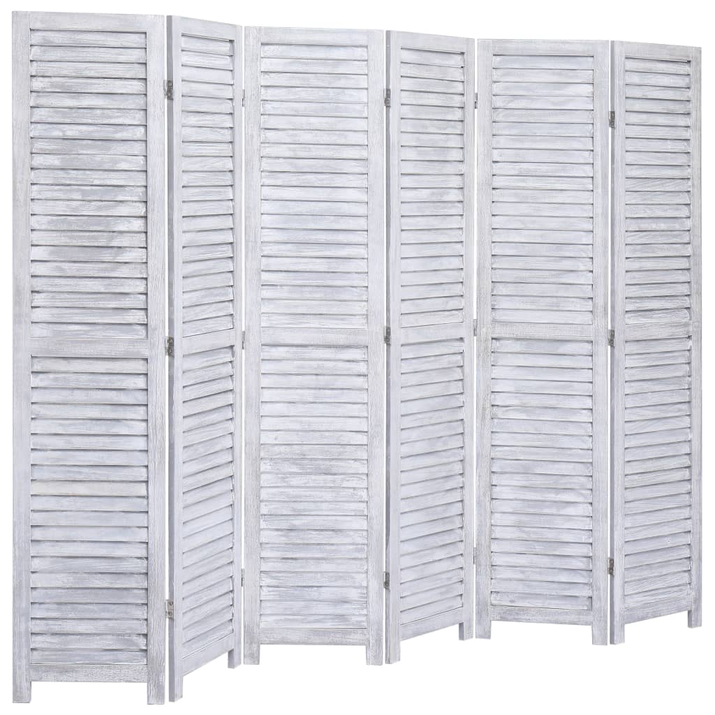 6-Panel Wood Room Divider Grey
