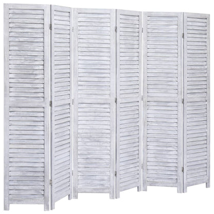 6-Panel Wood Room Divider Grey