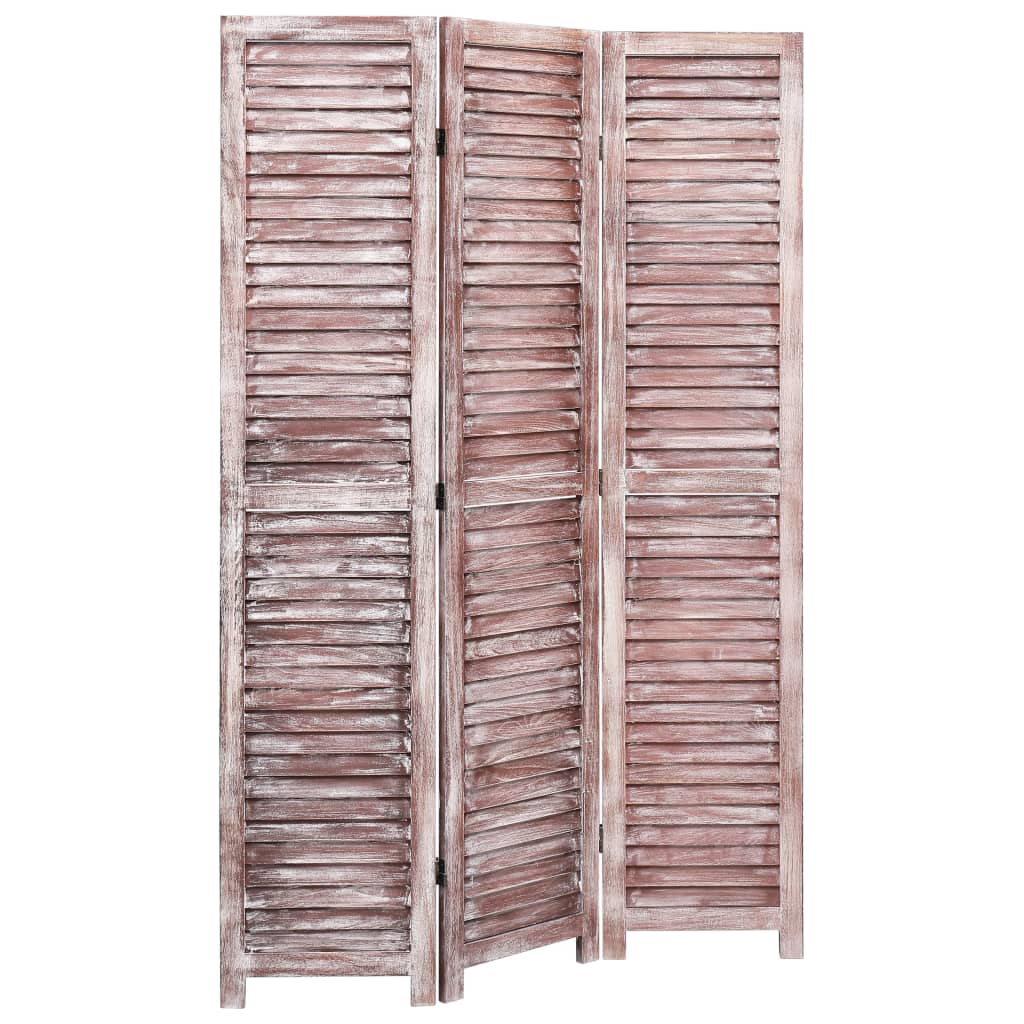 3-Panel Room Divider Brown
