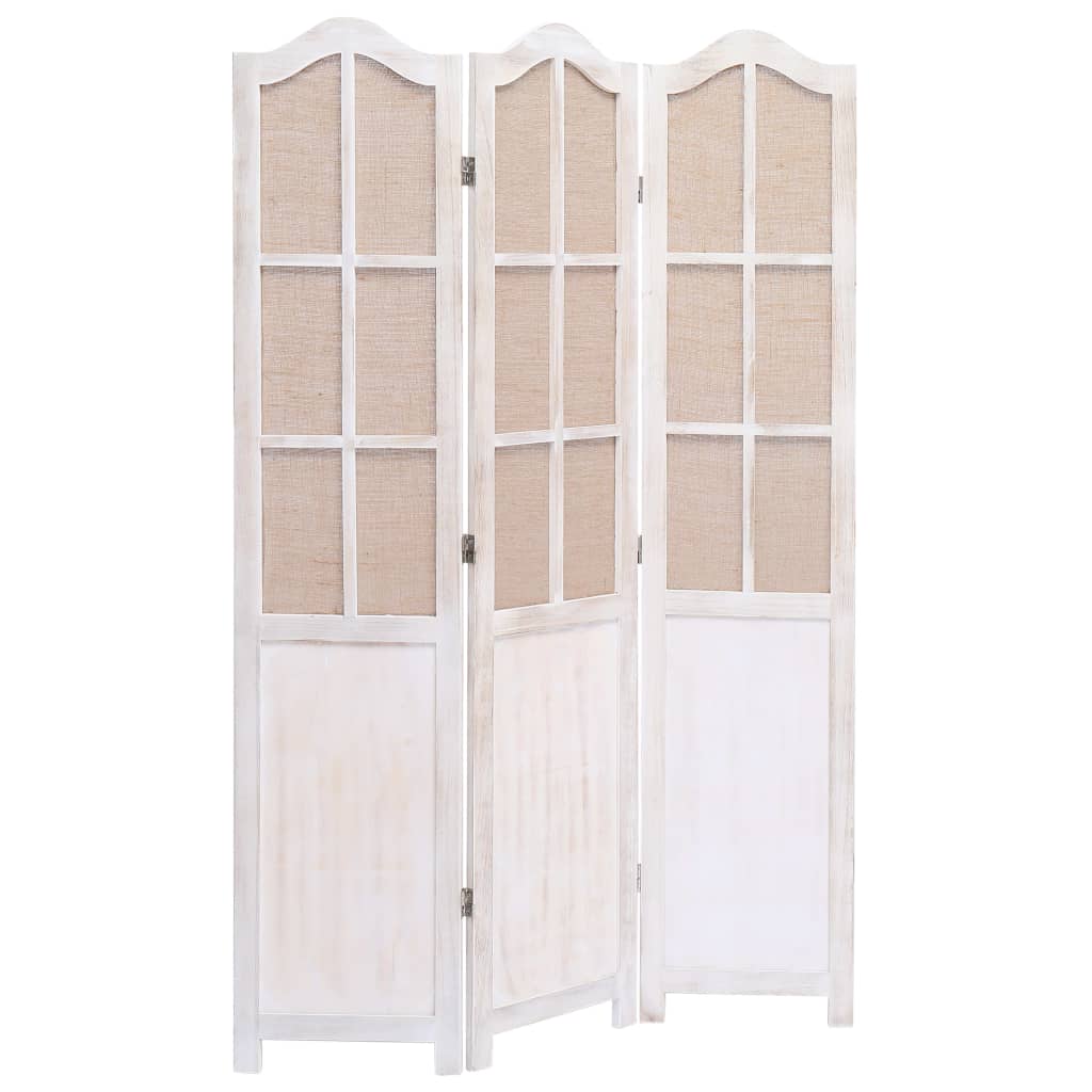 3-Panel Fabric Room Divider White
