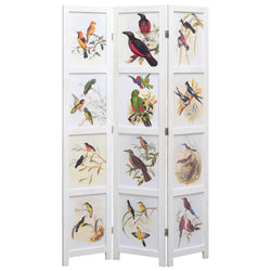 3-Panel Bird Room Divider White