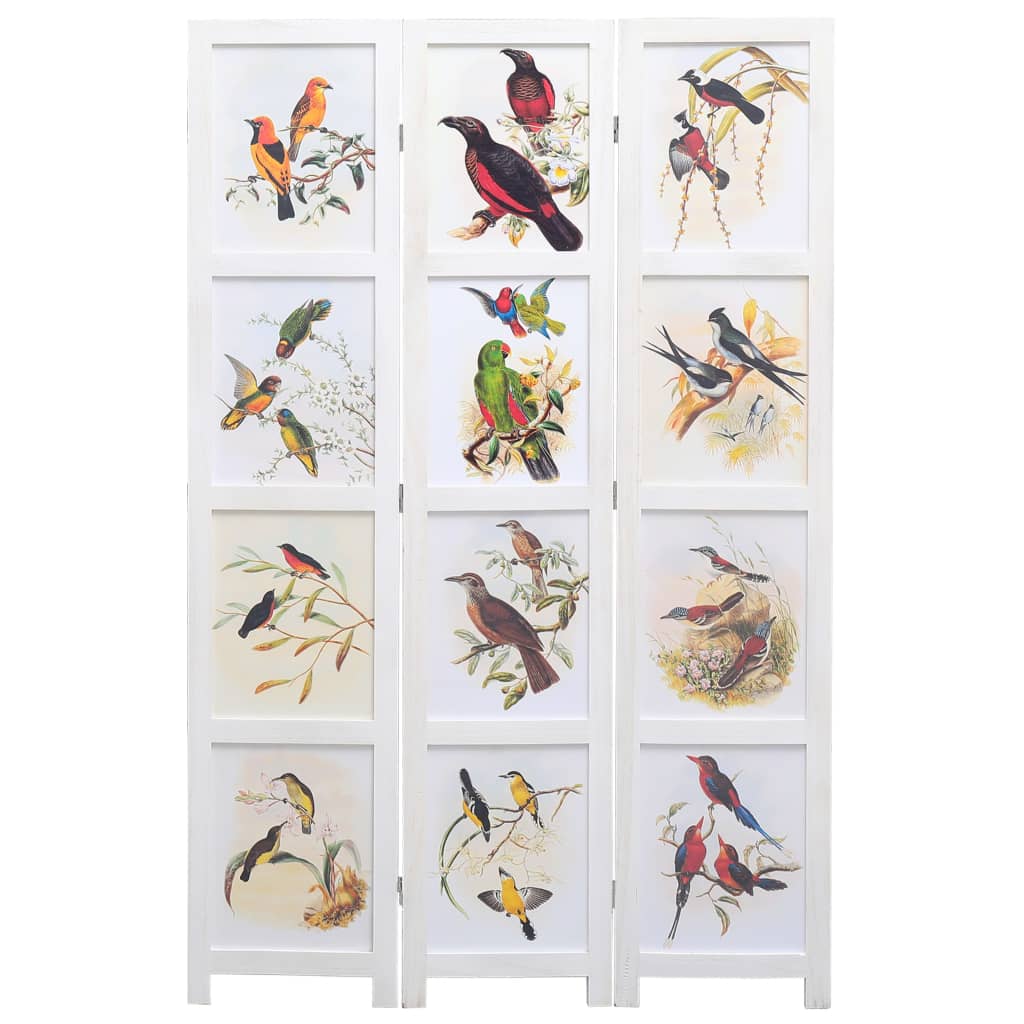 3-Panel Bird Room Divider White