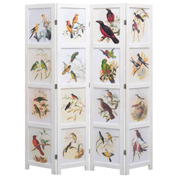4-Panel Bird Room Divider White