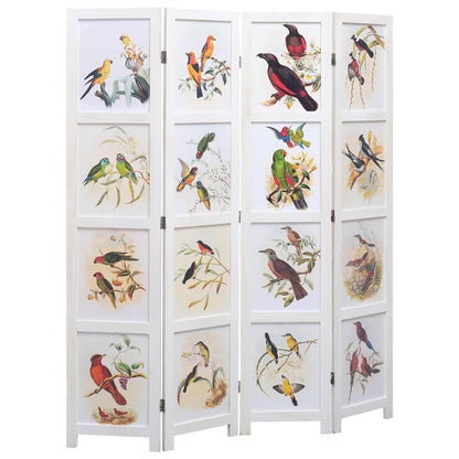 4-Panel Bird Room Divider White