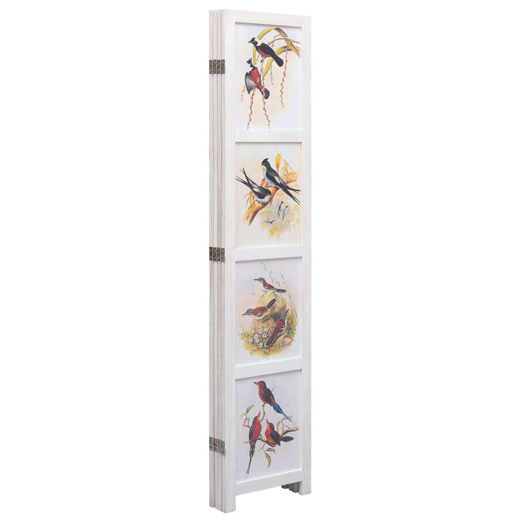 4-Panel Bird Room Divider White