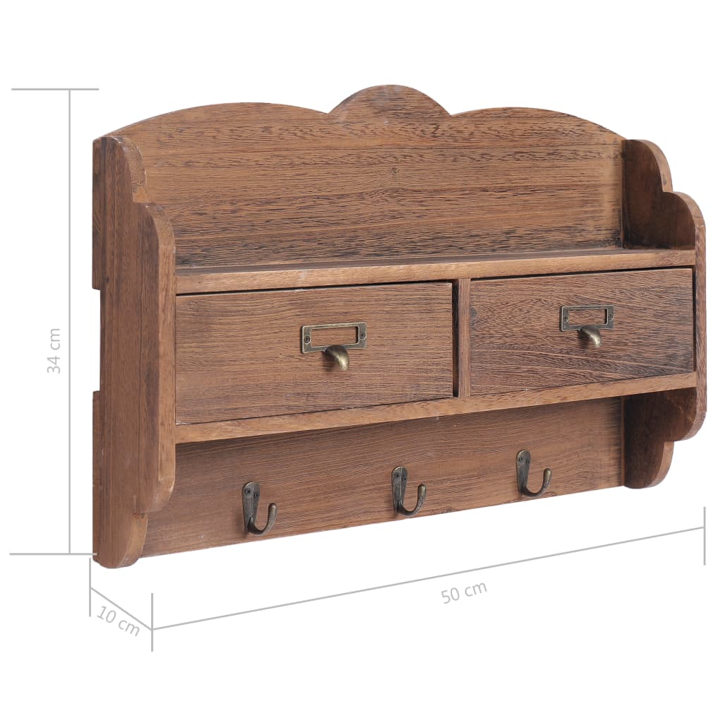 Wall Mounted Coat Rack Brown 50x10x34 cm