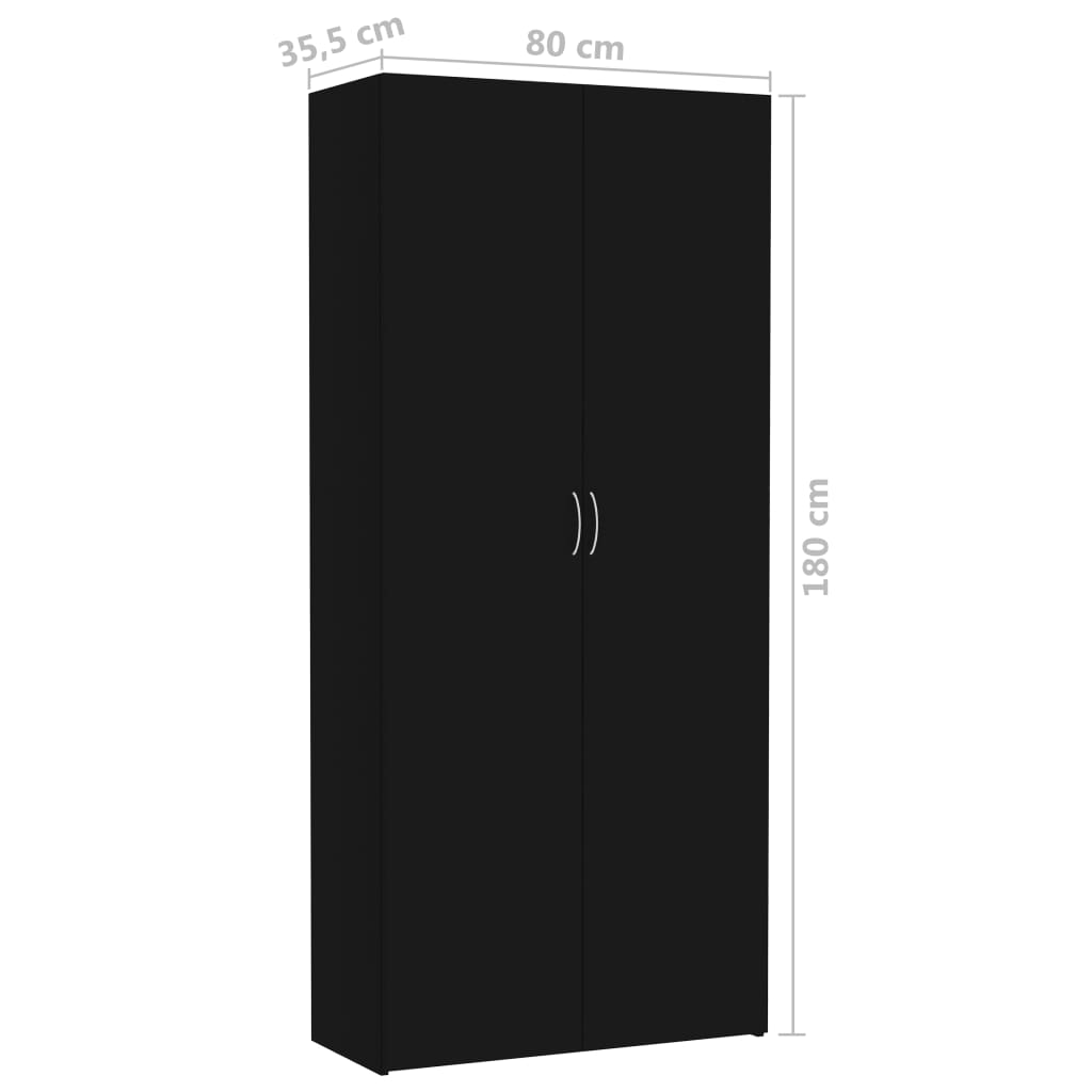 Storage Cabinet Black 80x35.5x180 cm Chipboard