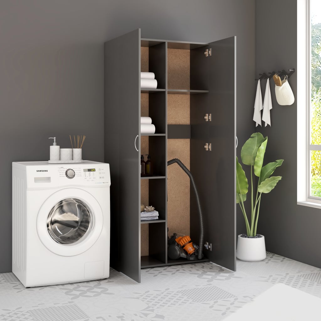Storage Cabinet Grey 80x35.5x180 cm Chipboard