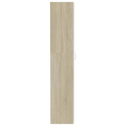Storage Cabinet White and Sonoma Oak 80x35.5x180 cm Chipboard