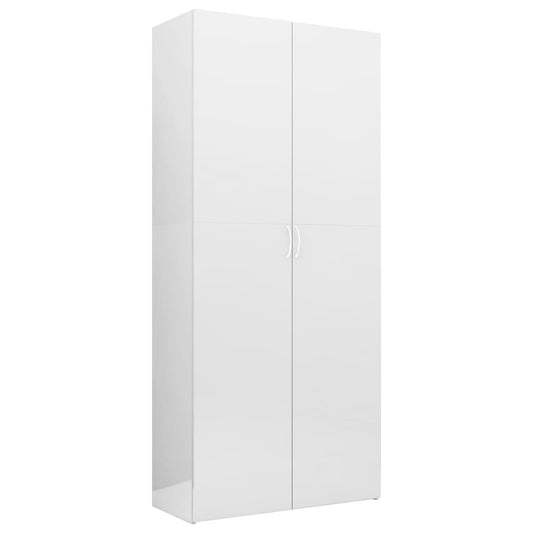Storage Cabinet High Gloss White 80x35.5x180 cm Chipboard