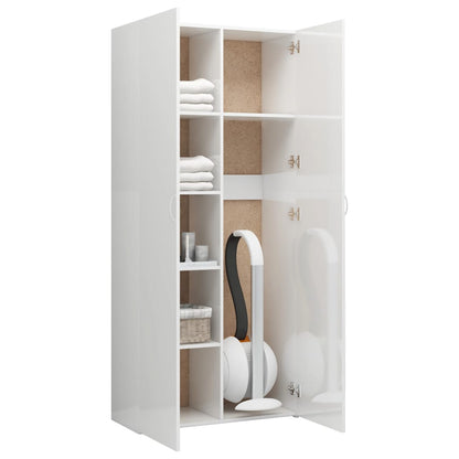 Storage Cabinet High Gloss White 80x35.5x180 cm Chipboard