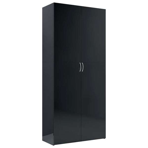  Storage Cabinet High Gloss Black Chipboard