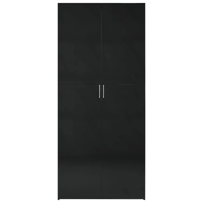 Storage Cabinet High Gloss Black 80x35.5x180 cm Chipboard