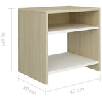 Bedside Cabinet White and Sonoma Oak Chipboard