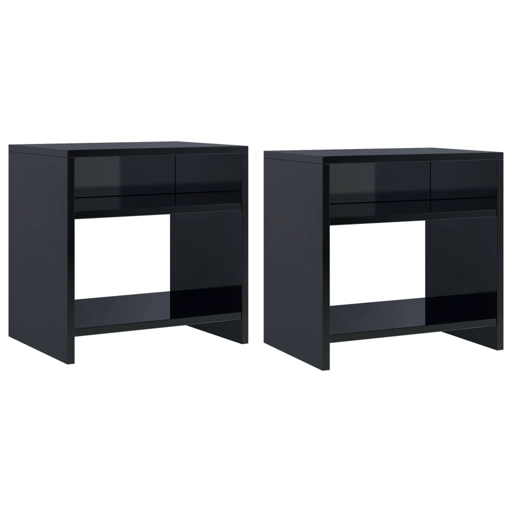 Bedside Cabinets 2 pcs High Gloss Black 40x30x40 cm Chipboard