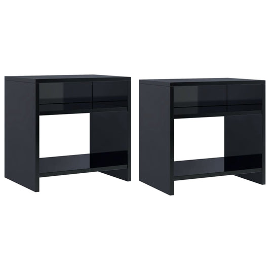 Bedside Cabinets 2 pcs High Gloss Black 40x30x40 cm Chipboard