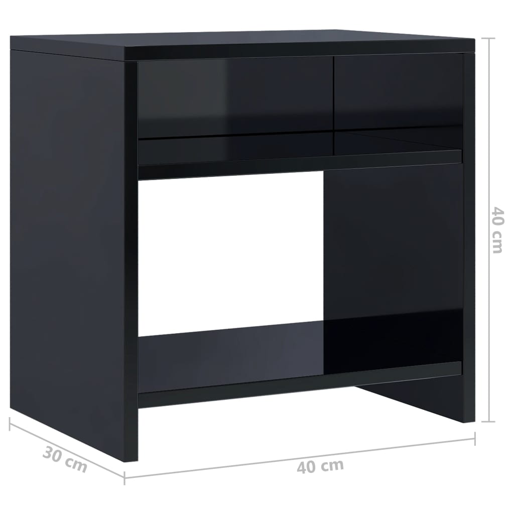 Bedside Cabinets 2 pcs High Gloss Black 40x30x40 cm Chipboard