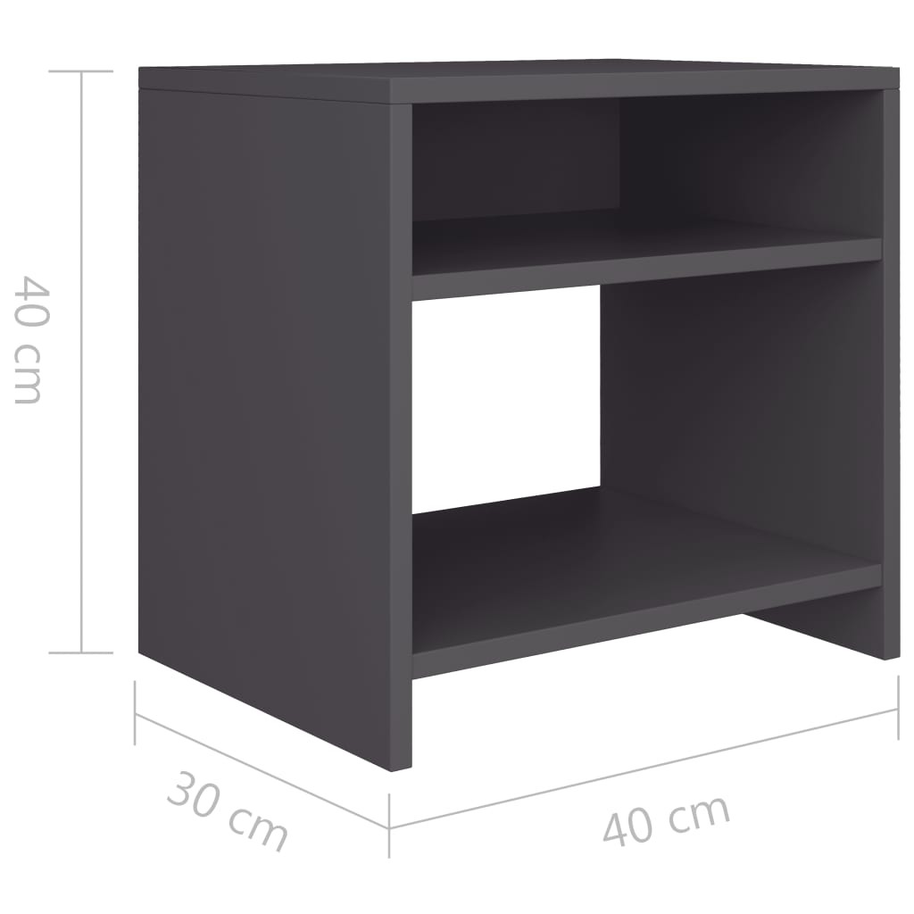 Bedside Cabinet High Gloss Grey 40x30x40 cm Chipboard