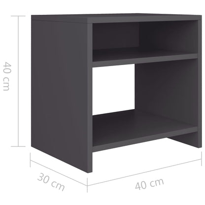 Bedside Cabinet High Gloss Grey 40x30x40 cm Chipboard