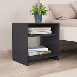 Bedside Cabinet High Gloss Grey 40x30x40 cm Chipboard