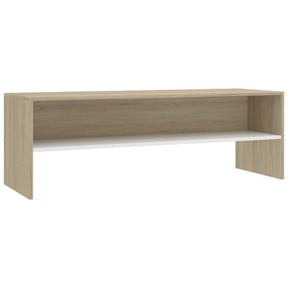 TV Cabinet White and Sonoma Oak 120x40x40 cm Chipboard